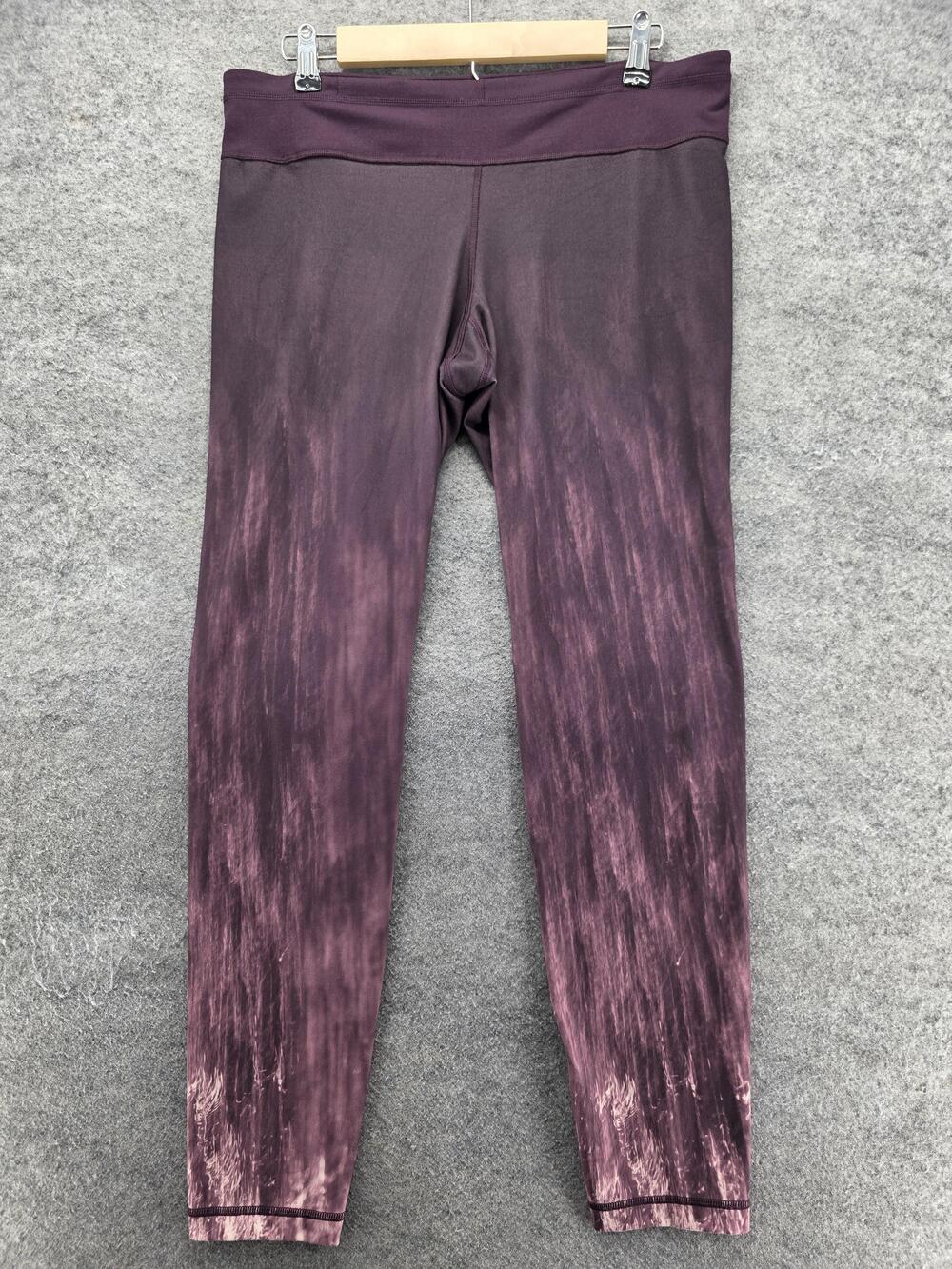 Under Armour Leggings Womens L Purple Ankle High Rise Ombré Polyester Spandex